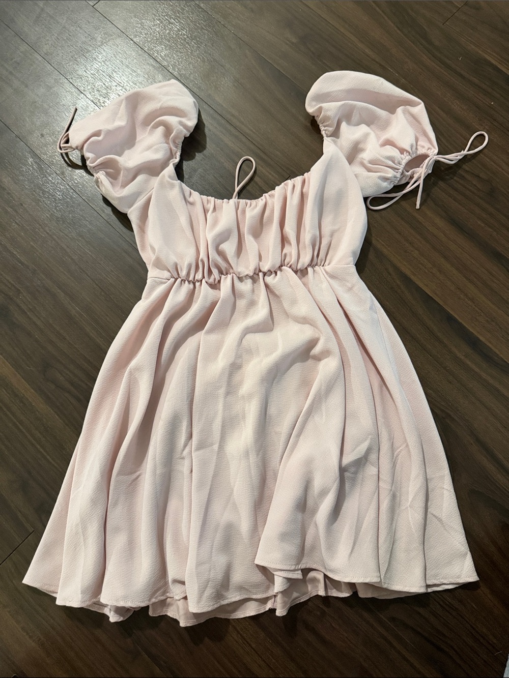 Lucy in the Sky Light Pink Puff-Sleeve Backless Dress